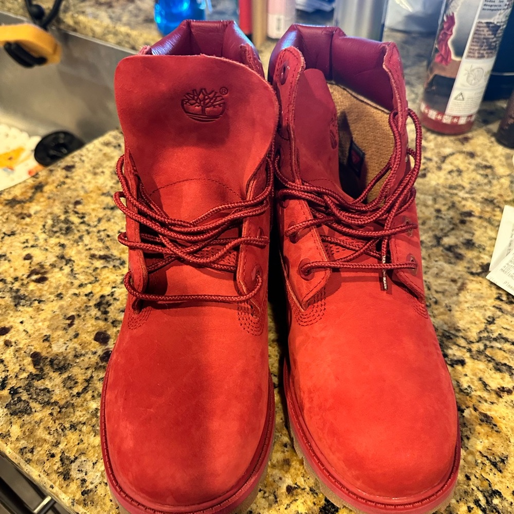 Red timberland boots 5.5 kids (2 pairs) a wheat pair and a red pair!